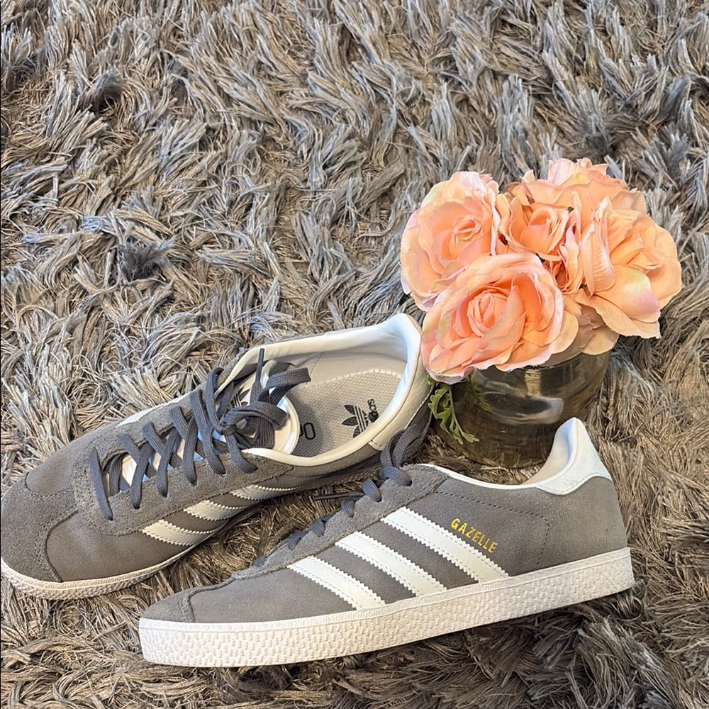 Adidas Gazelle Gray and White Sneakers